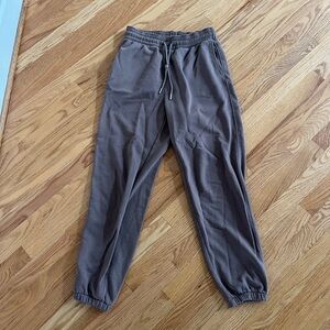 Taupe brown sweatpants with cuff bottom
